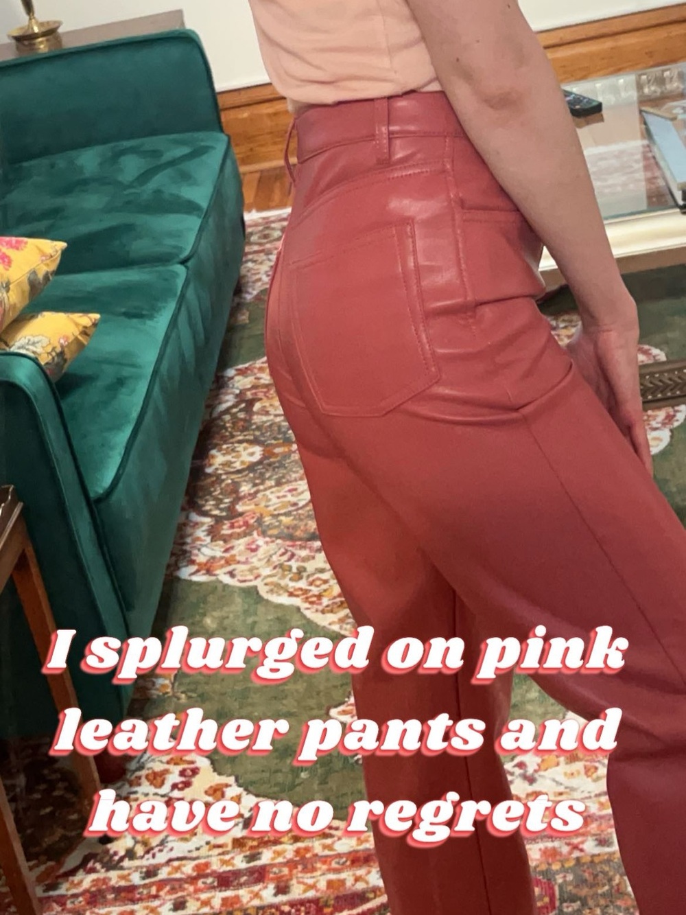 Wilfred Aritzia The Melina Faux Vegan Leather Straight Leg Pants Size 0 Pink